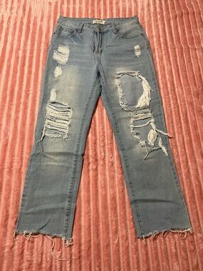 great smoky | Los Angeles Classic Light Blue Distressed Straight-Leg Jeans